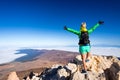 Woman climbing success in mountain top Royalty Free Stock Photo