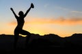 Woman climbing success silhouette in mountains sunset Royalty Free Stock Photo