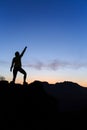 Woman climbing success silhouette in mountains sunset Royalty Free Stock Photo