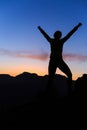 Woman climbing success silhouette in mountains sunset Royalty Free Stock Photo