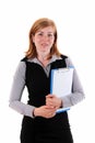 Woman and clipboard