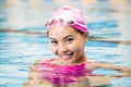 woman close up portrait in swimming pool Royalty Free Stock Photo