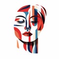 Abstract Graphic Illustration Of Woman\'s Face In Americana Iconography Style