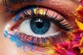 Woman closeup girl eye skin beauty eyebrow blue fashion female makeup face make-up