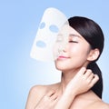 Woman with cloth facial mask Royalty Free Stock Photo