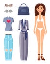 Woman Clothes and Accessories Vector Illustration