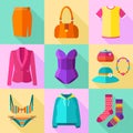 Woman Clothing Icons Set