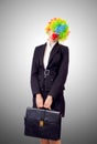 Woman clown in business suit Royalty Free Stock Photo