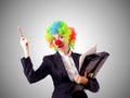 Woman clown in business suit Royalty Free Stock Photo