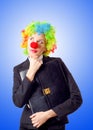 Woman clown in business suit Royalty Free Stock Photo