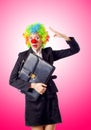 Woman clown in business suit Royalty Free Stock Photo