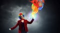 Funny woman clown . Mixed media Royalty Free Stock Photo