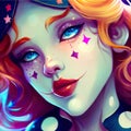 Woman clown makeup , illustration