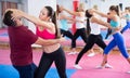 Woman with coach are training self-defence moves Royalty Free Stock Photo