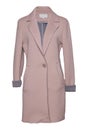 Woman coat isolated. Stylish womens pink coat isolated on a whit