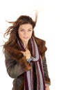 Woman coat scarf wind Royalty Free Stock Photo