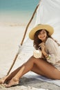Woman Resting on the Beach During Vacation Royalty Free Stock Photo