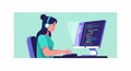 Woman Coding with Headphones Royalty Free Stock Photo