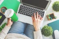 Woman with coffee using laptop Royalty Free Stock Photo