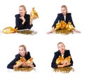 The woman with coins and golden sacks