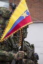 Woman Colombian soldier parading on independence day