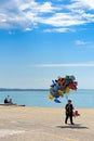 Woman with colorful balloons