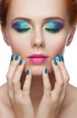 Woman with colorful makeup Royalty Free Stock Photo