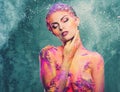 Woman with colourful body art Royalty Free Stock Photo