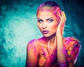 Woman with colourful body art Royalty Free Stock Photo