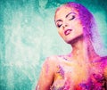 Woman with colourful body art Royalty Free Stock Photo