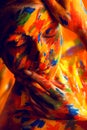 Woman in colourful paint on skin Royalty Free Stock Photo