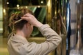 Woman comb her hair