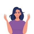 Woman communicates with the audience. Vector illustration