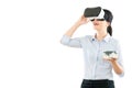 Woman communication with VR headset glasses Royalty Free Stock Photo