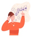 Woman composing music melody. Creative mind character