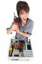 Woman computer crisis Royalty Free Stock Photo