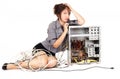 Woman computer frustration Royalty Free Stock Photo