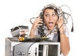 Woman computer panic Royalty Free Stock Photo