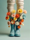 Woman concept shoe flower leg bouquet fashion skin creative modern beauty summer
