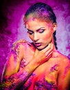 Woman with conceptual colourful body art Royalty Free Stock Photo