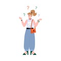 Woman concerning about something, flat cartoon vector illustration isolated