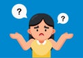 Woman is confusing and thinking with question marks sign, Vector illustration Royalty Free Stock Photo