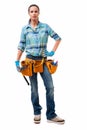 Woman Construction Contractor Carpenter on White Royalty Free Stock Photo