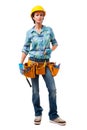 Woman Construction Contractor Carpenter on White Royalty Free Stock Photo