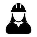 Woman Construction Worker Icon - Vector Person Profile Avatar illustration Royalty Free Stock Photo