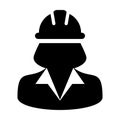 Woman Construction Worker Icon - Vector Person Profile Avatar illustration Royalty Free Stock Photo