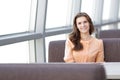 Woman consultant in the workplace in the Bank office