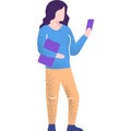 Woman contact via mobile phone vector icon