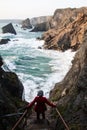 Woman contemplating at the cliffs Royalty Free Stock Photo