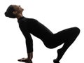 Woman contorsionist exercising gymnastic yoga silhouette Royalty Free Stock Photo